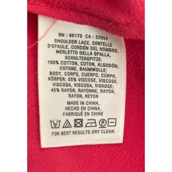 Anthropologie HD in Paris Women's Pink Short Tank Top Blouse Size 4 Tiered Lace - Picture 7 of 8